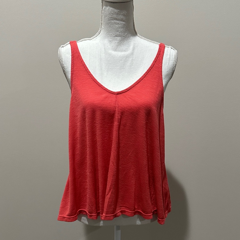 Free People Coral Red Tank Top